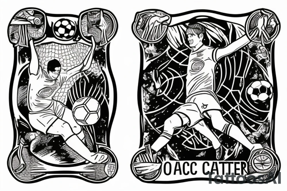 Two of wands tarot card. Soccer goalie. Oregon coast. tattoo idea