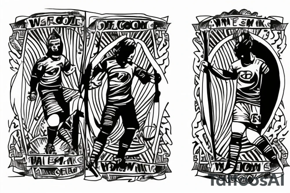 Two of wands tarot, wants as soccer goal posts. Soccer goalie. Oregon coast. tattoo idea