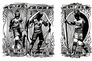 Two of wands tarot, wants as soccer goal posts. Soccer goalie. Oregon coast. tattoo idea