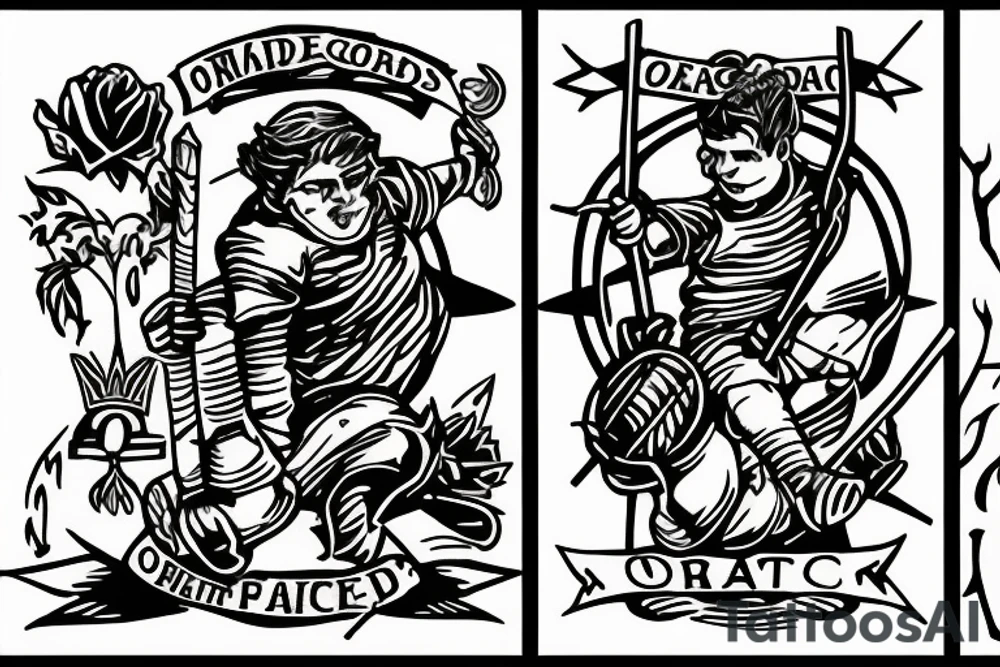 Two of wands tarot, wants as soccer goal posts. Soccer goalie. Oregon coast. tattoo idea