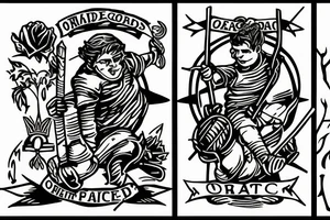 Two of wands tarot, wants as soccer goal posts. Soccer goalie. Oregon coast. tattoo idea