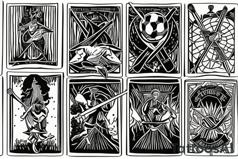 Two of wands tarot, wants as soccer goal posts. Soccer goalie. Oregon coast. tattoo idea