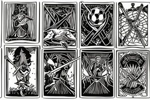 Two of wands tarot, wants as soccer goal posts. Soccer goalie. Oregon coast. tattoo idea