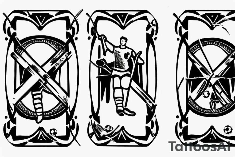 Two of wands tarot, wants as soccer goal posts. Soccer goalie. Oregon coast. tattoo idea