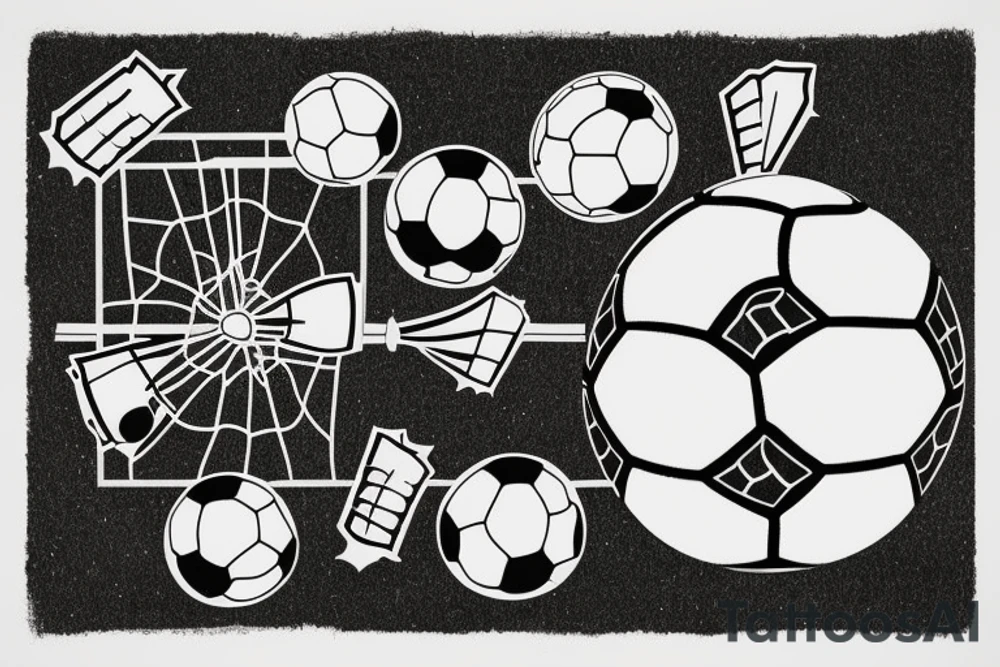 A soccer goalie infront if a soccer goal making a save. tattoo idea