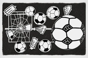 A soccer goalie infront if a soccer goal making a save. tattoo idea