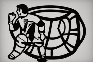 A soccer goalie infront if a soccer goal making a save. tattoo idea