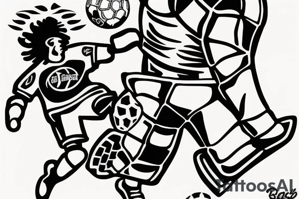 A soccer goalie infront of a soccer goal making a save. tattoo idea