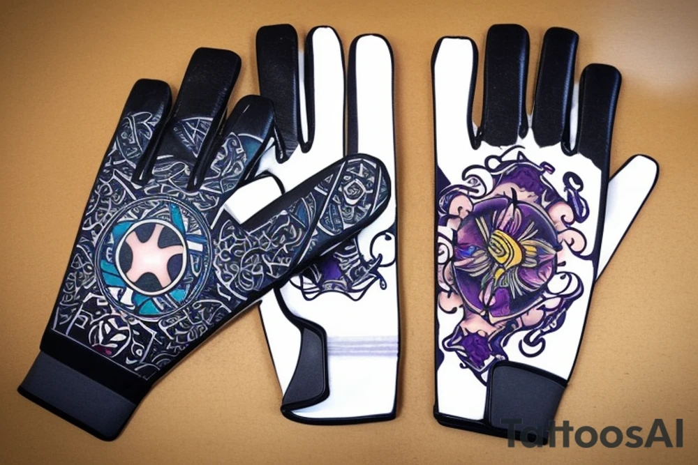 "Design a custom tattoo that combines the athleticism and strength of a soccer goalie with the duality and decision-making of the Two of Wands tarot card. Use your creativity to integrate the two elements seamlessly, capturing the essence of both in a single striking image. Consider incorporating elements such as a goalkeeper's gloves, a soccer ball, and the fiery imagery of the Two of Wands to create a truly unique and meaningful tattoo design." tattoo idea