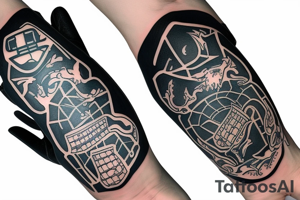 A soccer goalie glove that has imagery of the Oregon coast incorporated into it's design tattoo idea