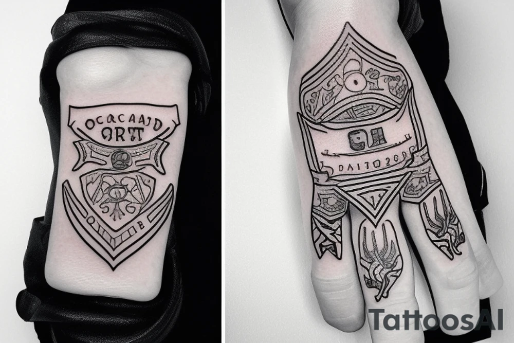 A soccer goalie glove. Ocean design on the back of the glove. tattoo idea