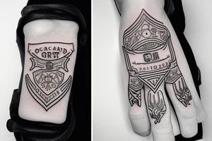 A soccer goalie glove. Ocean design on the back of the glove. tattoo idea