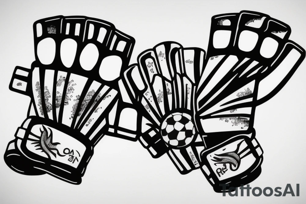 A soccer goalie glove. Ocean design on the back of the glove. tattoo idea