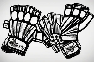 A soccer goalie glove. Ocean design on the back of the glove. tattoo idea