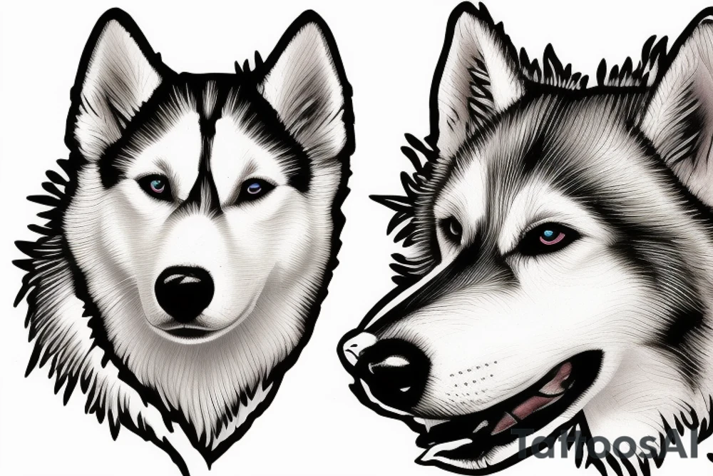 white husky dog tattoo idea