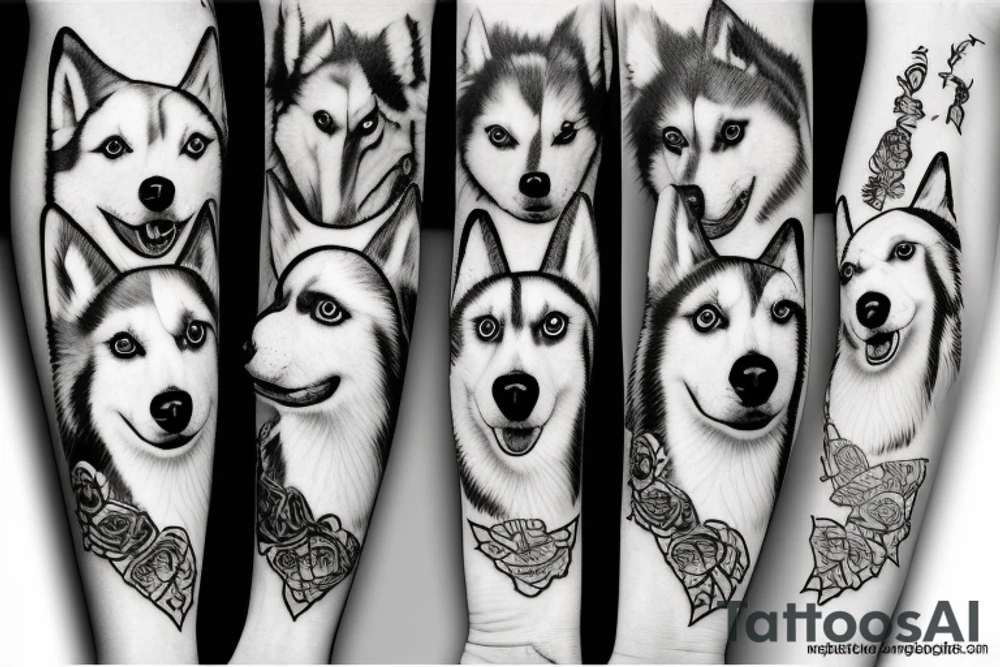 white husky dog tattoo idea