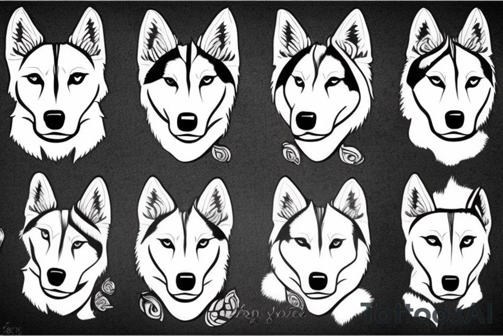 all white husky dog tattoo idea