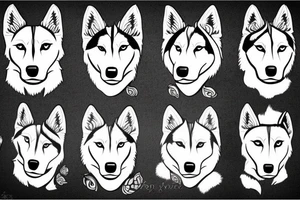 all white husky dog tattoo idea