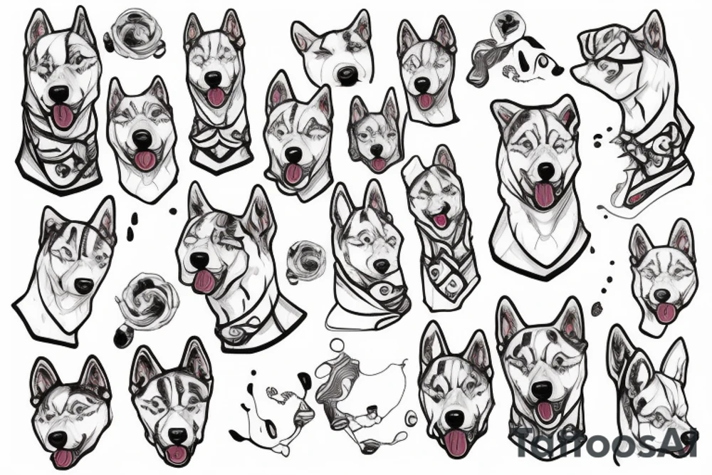 all white husky dog tattoo idea