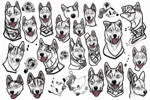 all white husky dog tattoo idea