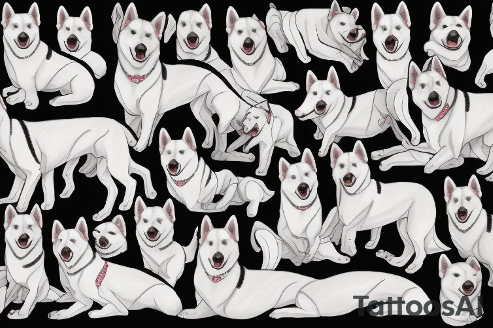 all white husky dog tattoo idea