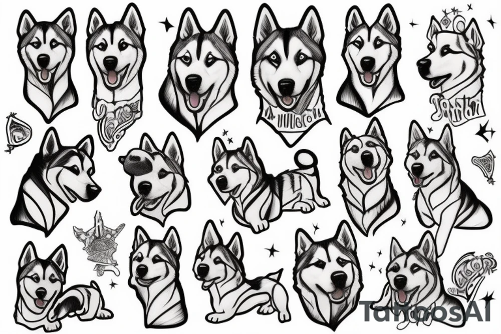 all white husky dog tattoo idea