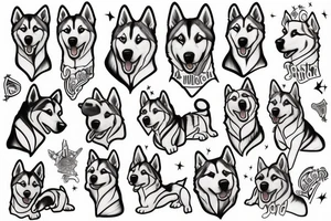 all white husky dog tattoo idea