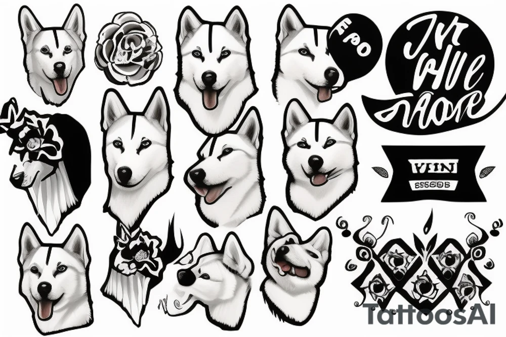 all white husky dog tattoo idea