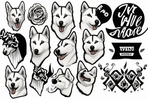 all white husky dog tattoo idea