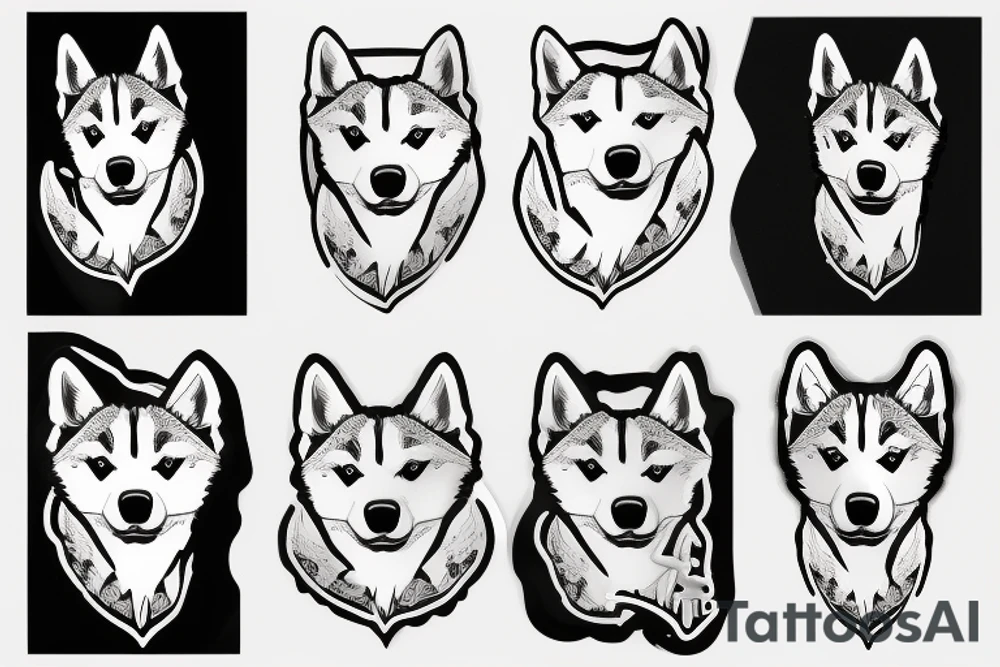 all white husky dog tattoo idea
