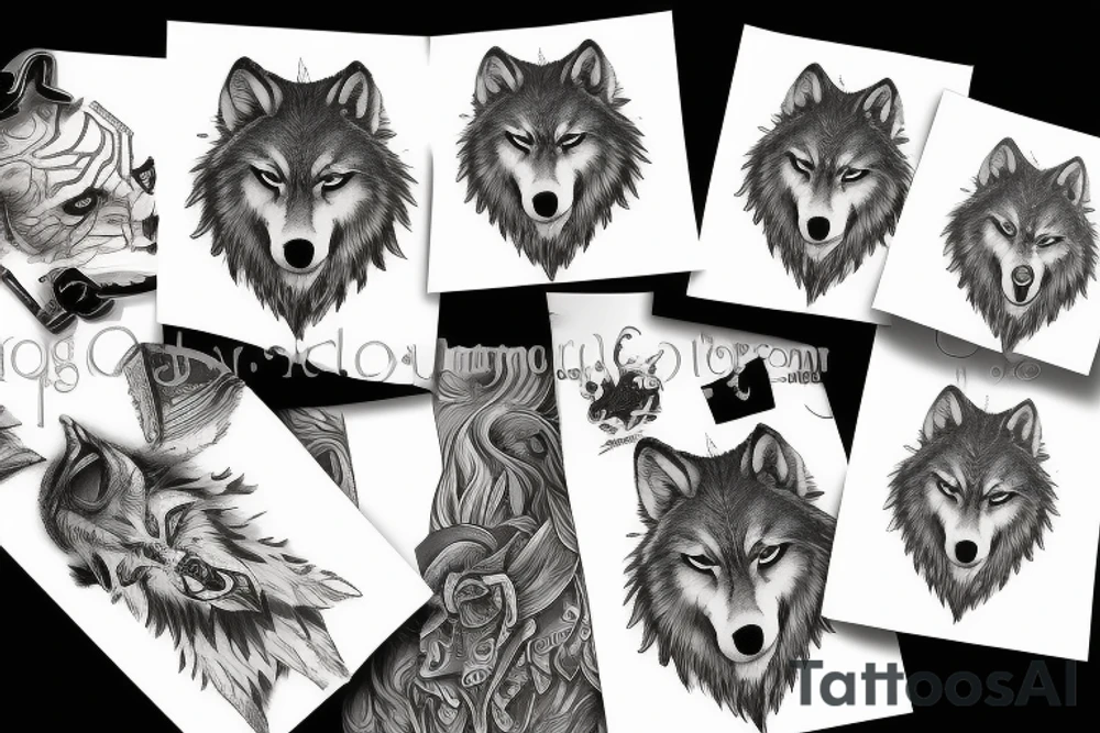several wolfs tattoo idea