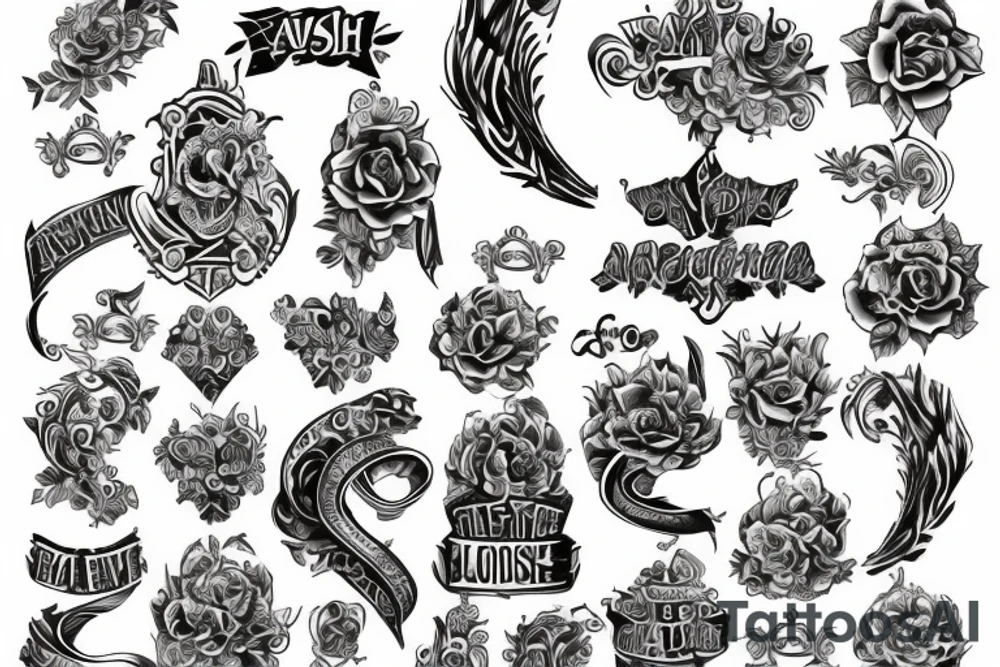 the word "Avish" with lock motif tattoo idea