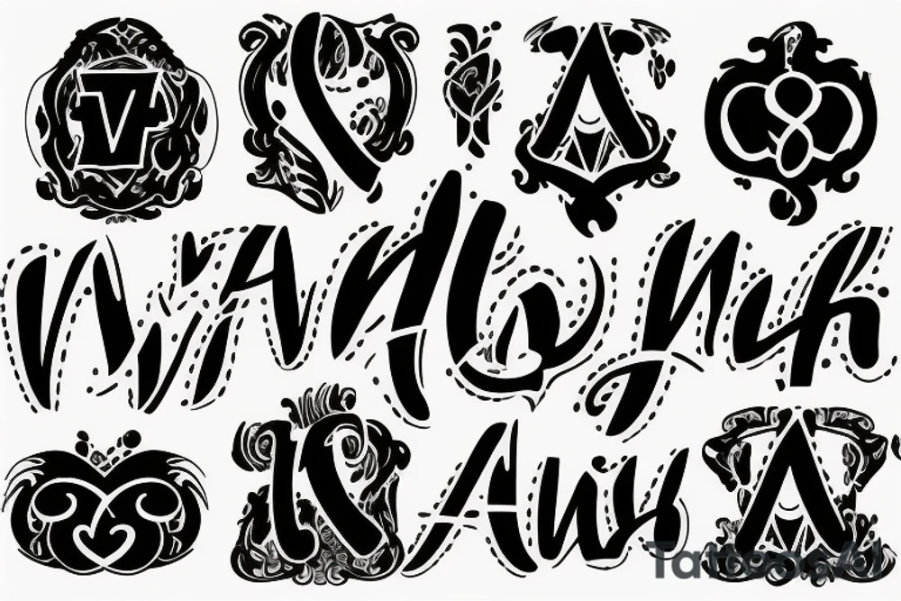 the word "Avish" with lock motif tattoo idea