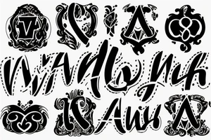 the word "Avish" with lock motif tattoo idea