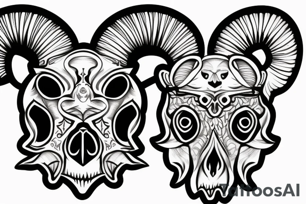 Carved ram skull tattoo idea