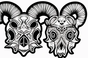 Carved ram skull tattoo idea
