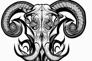 Carved ram skull tattoo idea