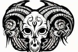 Carved ram skull tattoo idea