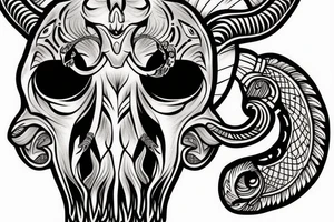 Carved ram skull tattoo idea
