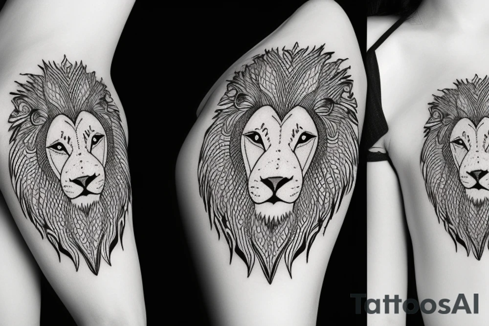 Lion with girl tattoo idea