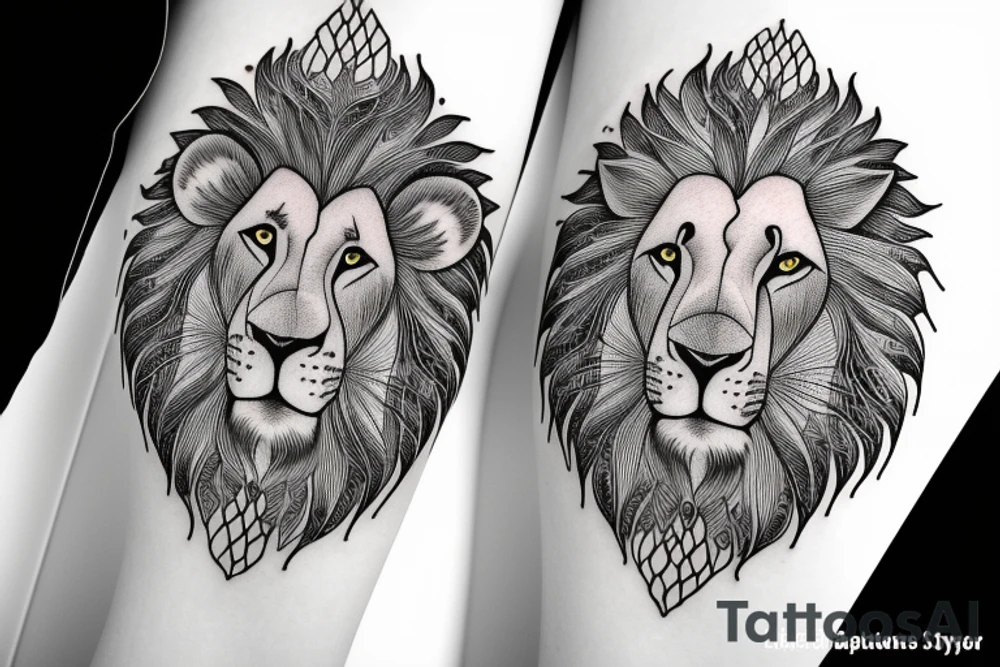 Lion with girl tattoo idea