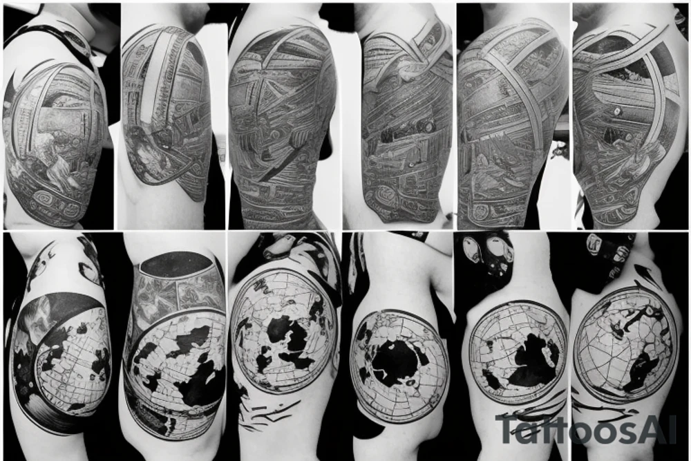 Astronaut holding the earth with the world is yours written above it and but shoot 4 the starts below it tattoo idea