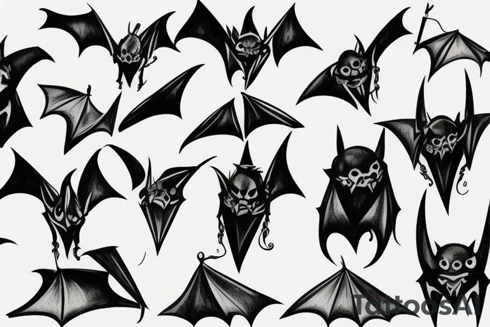doodle bat tattoo idea