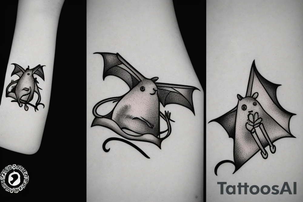 rat and a bat holding hands tattoo idea