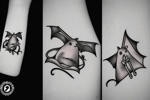rat and a bat holding hands tattoo idea