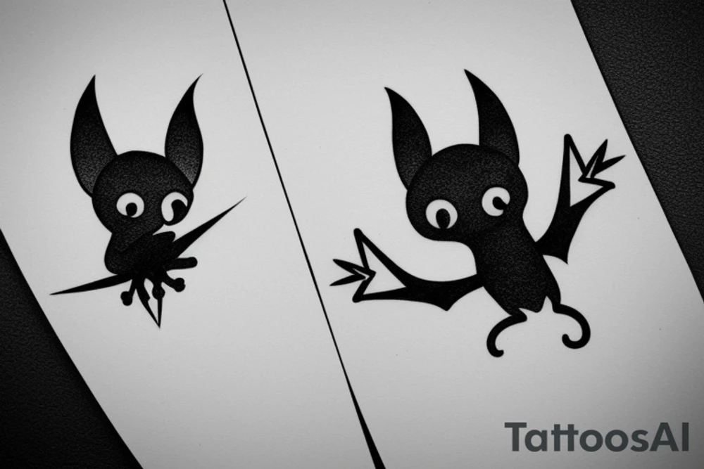 rat and a bat holding hands tattoo idea