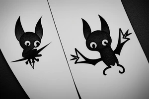rat and a bat holding hands tattoo idea