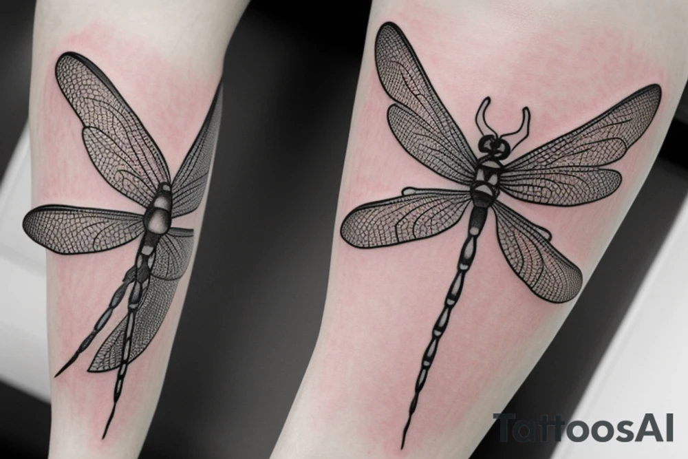 Dragonfly with pink cancer ribbon wings tattoo idea