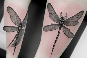 Dragonfly with pink cancer ribbon wings tattoo idea