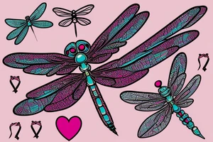 Dragonfly with wings made out of pink cancer ribbons tattoo idea